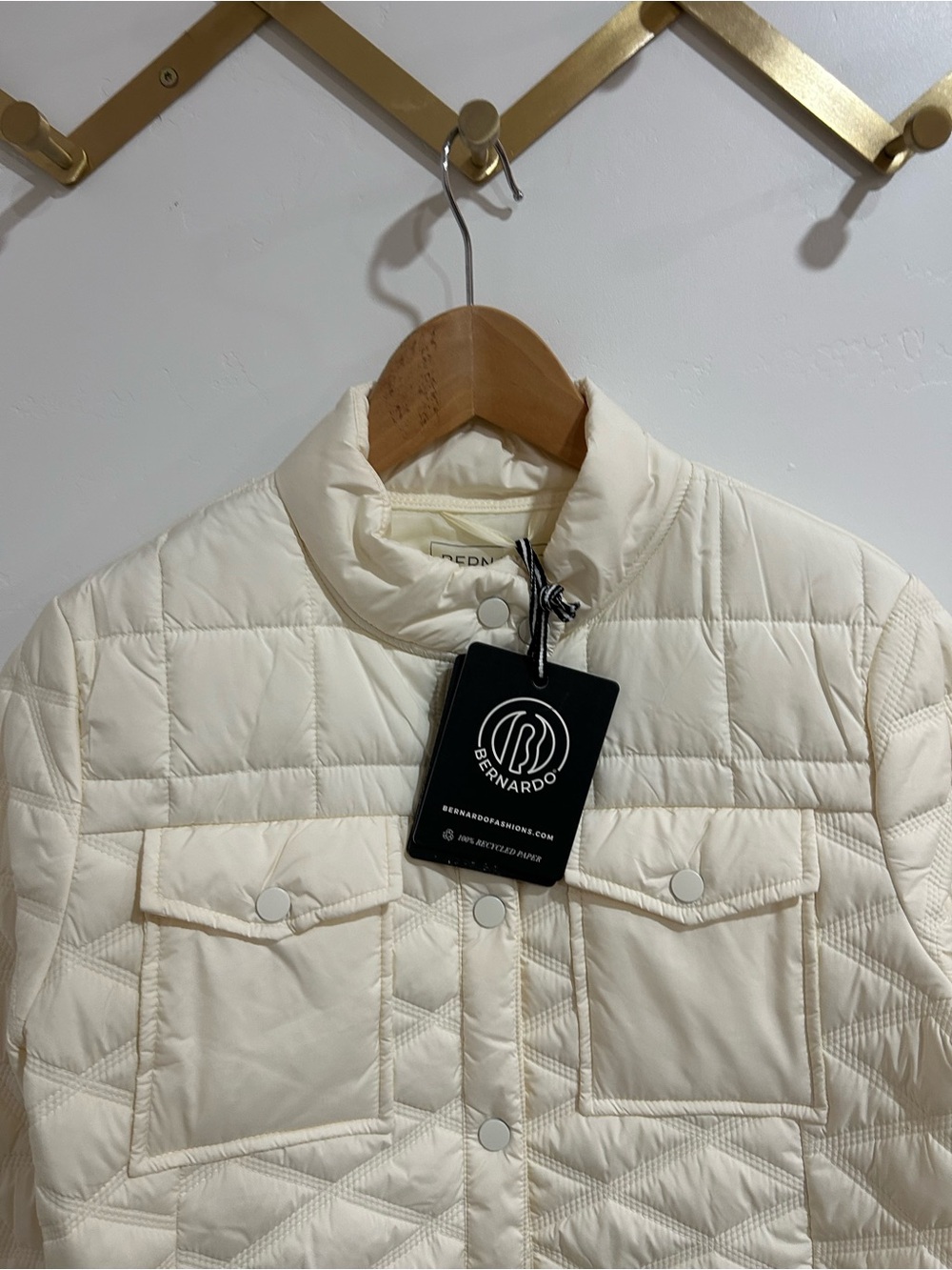 Bernardo Ivory Quilted Packable Puffer Jacket